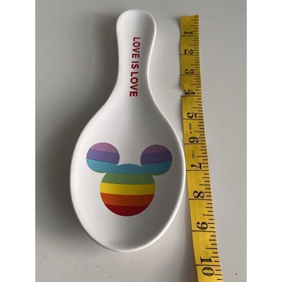 Disney Mickey Mouse Pride Collection Kitchen Spoon Rest Ceramic Love Is Love NEW - Picture 5 of 9